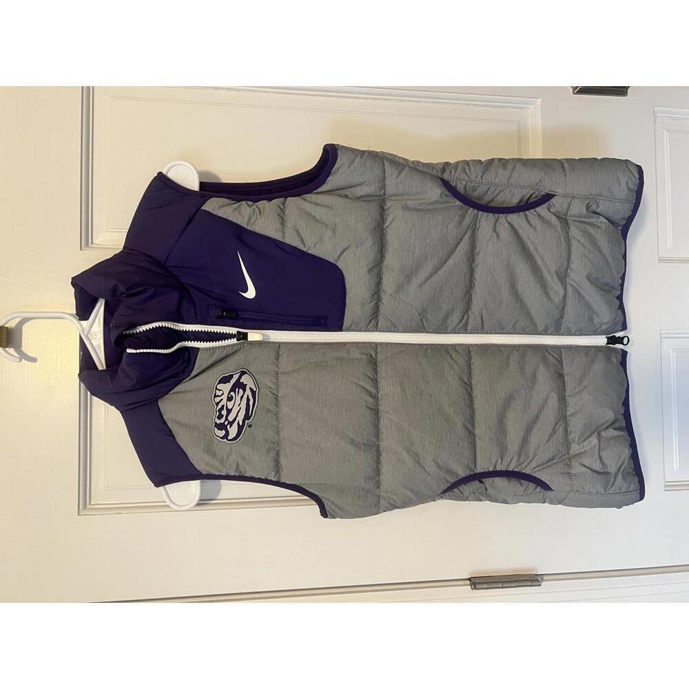 Nike LSU Tigers Puffer Vest Women’s Small Purple Gray Zip Up